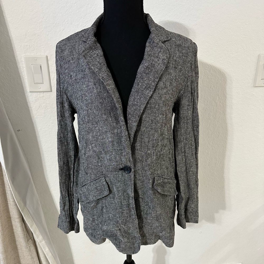 Abound Women’s Heathered Gray Linen Blend Blazer Sweater Size XS